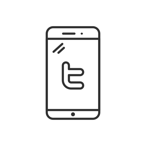 Phone, social media, twitter, twitter logo icon